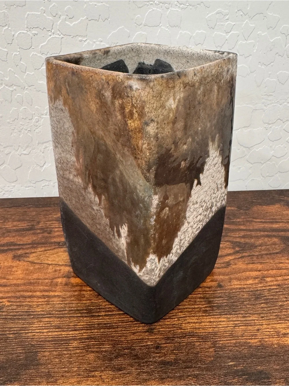 Charles Bryant Signed Studio Pottery Square Vase Artisan 6.5” Tall